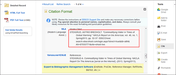 How To Use The Ebsco Cite Feature