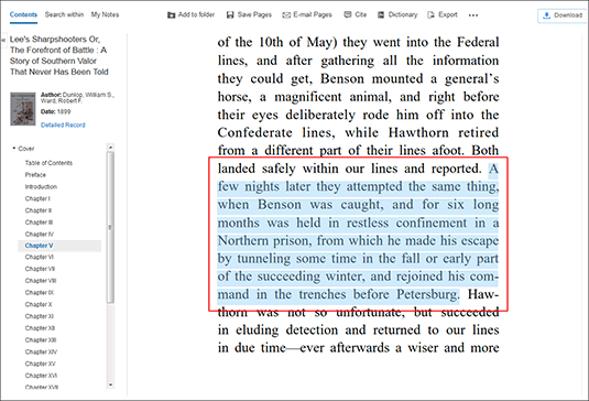 EBSCO eBooks highlight and copy text