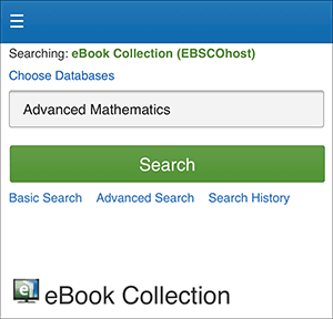 EBSCO eBooks mobile search