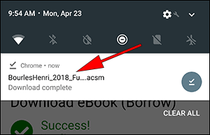 EBSCO eBook download complete on Android device