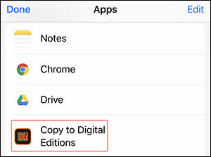 Copy to Digital Editions on Apple device