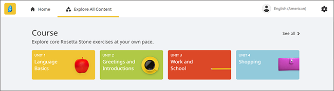 Screenshot of the Rosetta Stone user interface