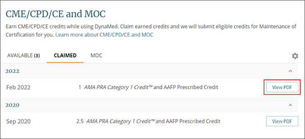 DynaMed - Claiming CME/CE Credits