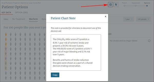 Patient Chart Note screen