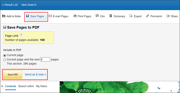 to Print, E-mail or Save EBSCO eBooks Pages PDF