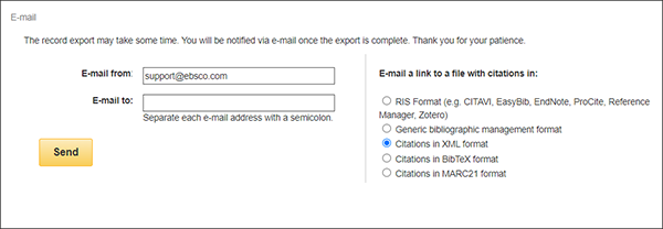 Exporting up to 10,000 articles - add e-mail address