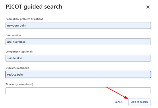 Pico search box with terms entered