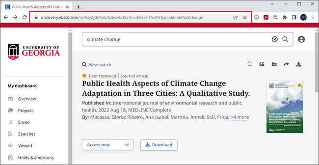 User interface with web address bar highlighted