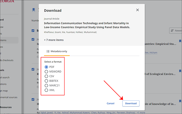 download format options