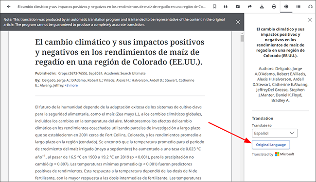 Traduire le texte intégral dans les nouvelles interfaces EBSCO