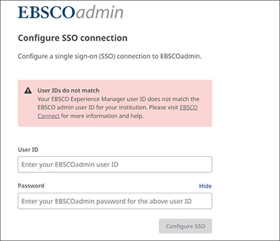EBSCO Experience Manager - EBSCOadmin에 대한 Single Sign-On 액세스 설정