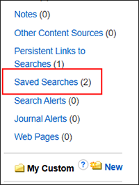 Saved searches link in folder menu