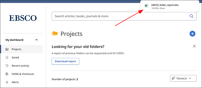 downloaded file message displayed