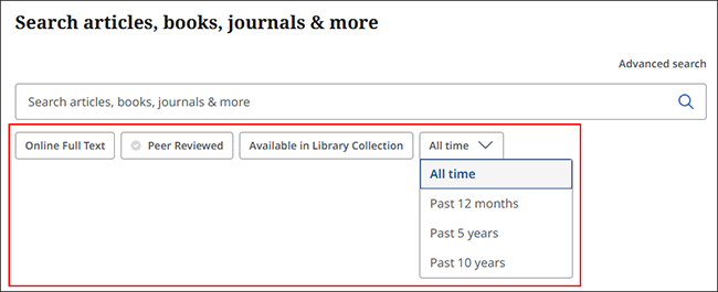 Limiters on Search Screen