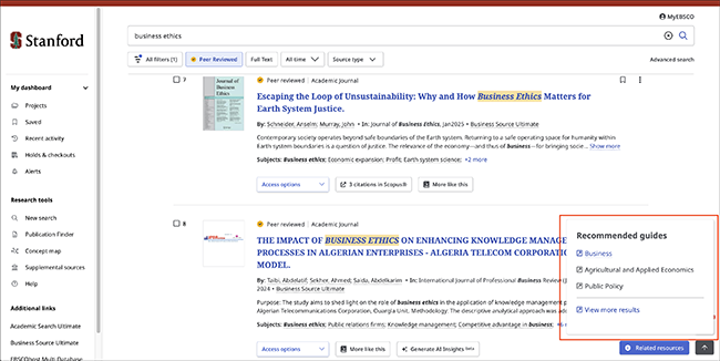 नए EBSCO Discovery Service उपयोगकर्ता इंटरफ़ेस में LibGuides को एकीकृत करना