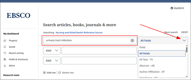 Nursing and Allied Health Reference Source - Advanced Search