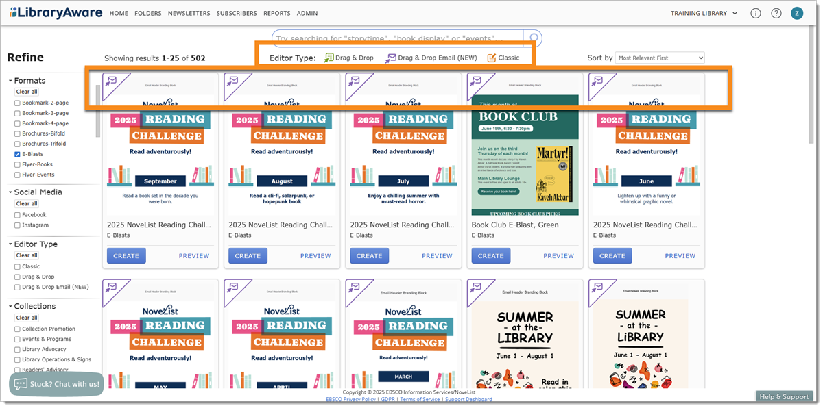 LibraryAware - I want to create or edit an e-blast