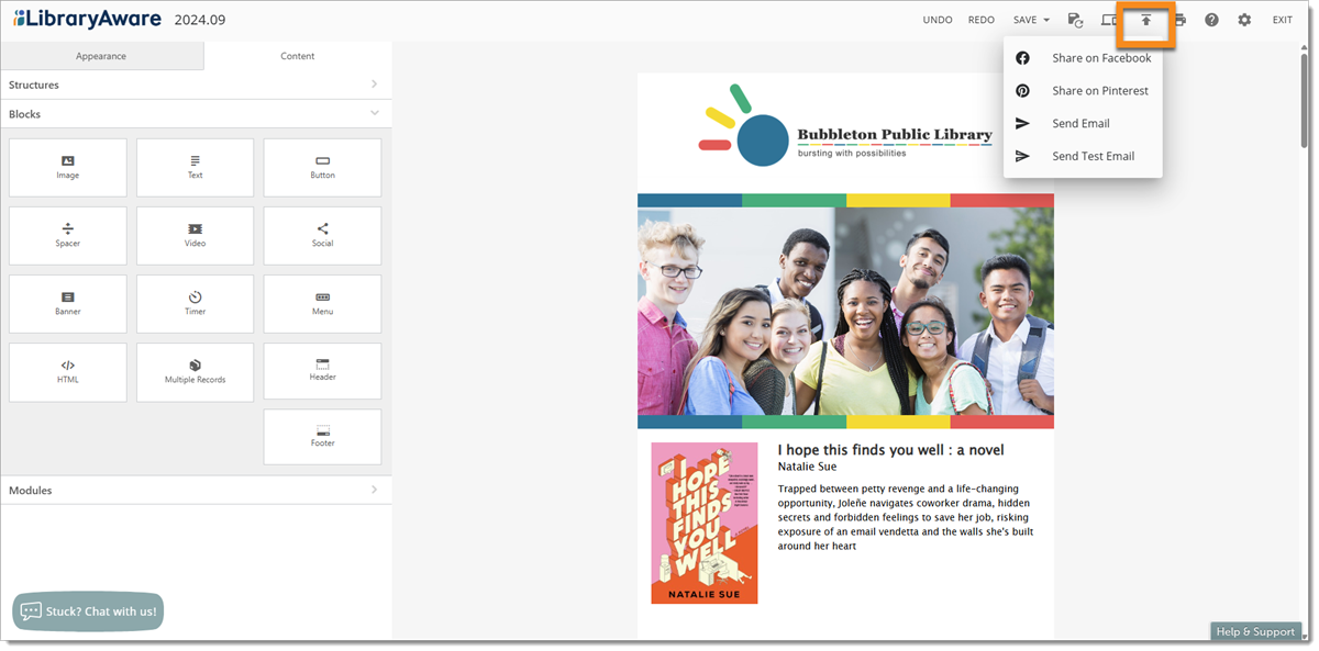 LibraryAware - I want to schedule an e-blast