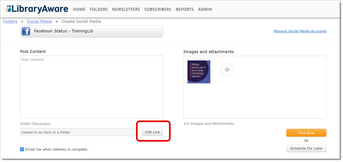 LibraryAware – I want to post to social media