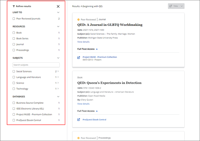Browsing the New Publication Finder Interface
