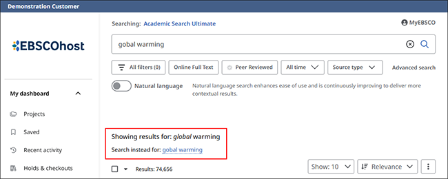 How does the Auto Correct Search Terms feature work?