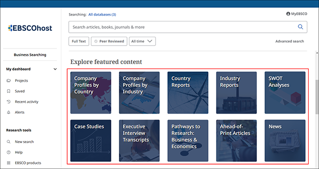 Business Searching Interface - Browsing Featured Content