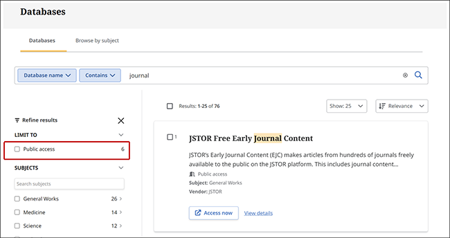 Public Access package indicator on Publication Finder User Interface