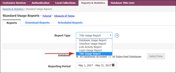 EBSCOadmin - Title Usage Report