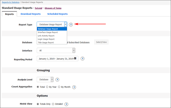 EBSCOadmin - Retrieving Statistics