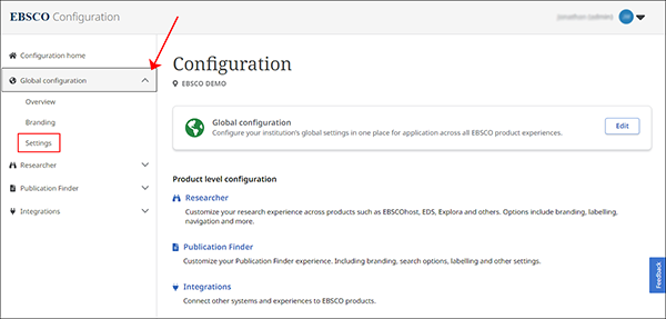 EBSCO Configuration Application - Configuring Global General Settings ...