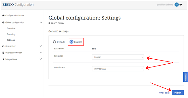 EBSCO Configuration Application - Configuring Global General Settings ...