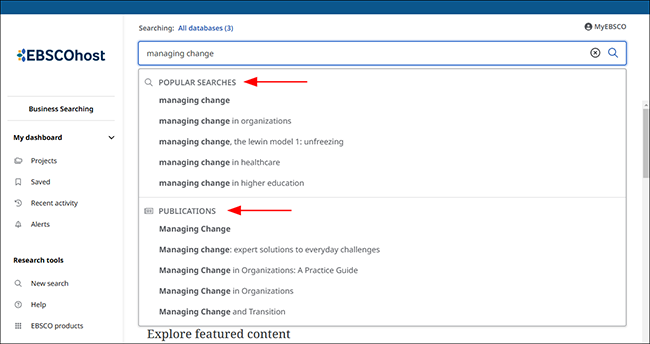 Interface de Business Searching - Recherche simple