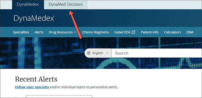 Accessing DynaMed Decisions from DynaMed or DynaMedex