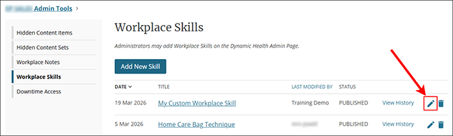 How do I add custom Workplace Skills to Dynamic Health?
