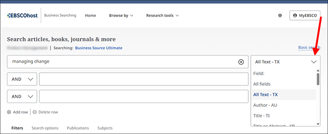 Business Searching Interface - Advanced Search