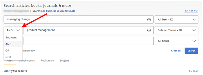Business Searching Interface - Advanced Search