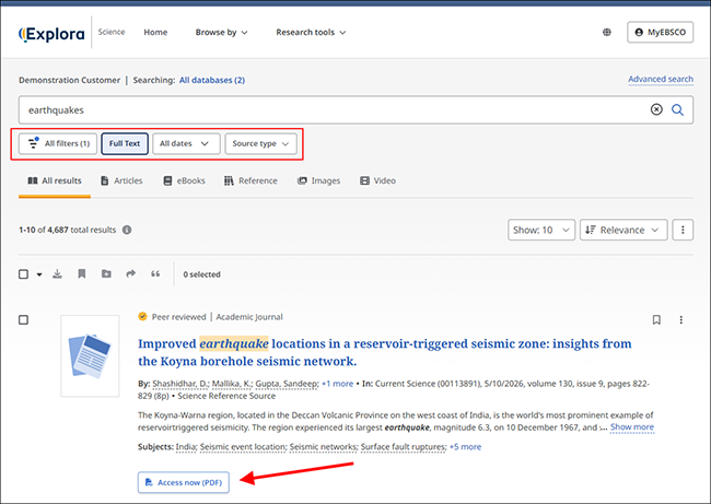 Science Reference Source - Recherche simple
