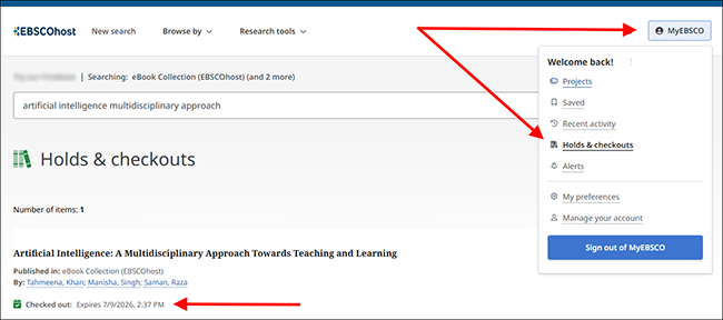 screenshot of checkouts in the dashboard